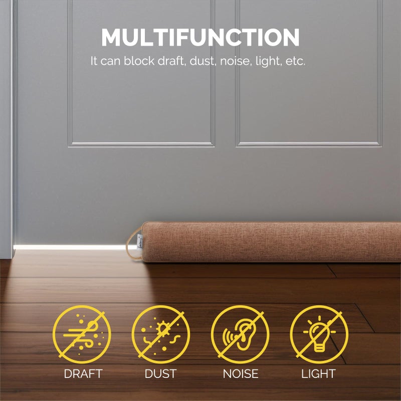 fowong Door Draft Stopper for Bottom of Door 30 Inch Weighted Noise Stopper Soundproof Draft Blocker, Brown - Image 3